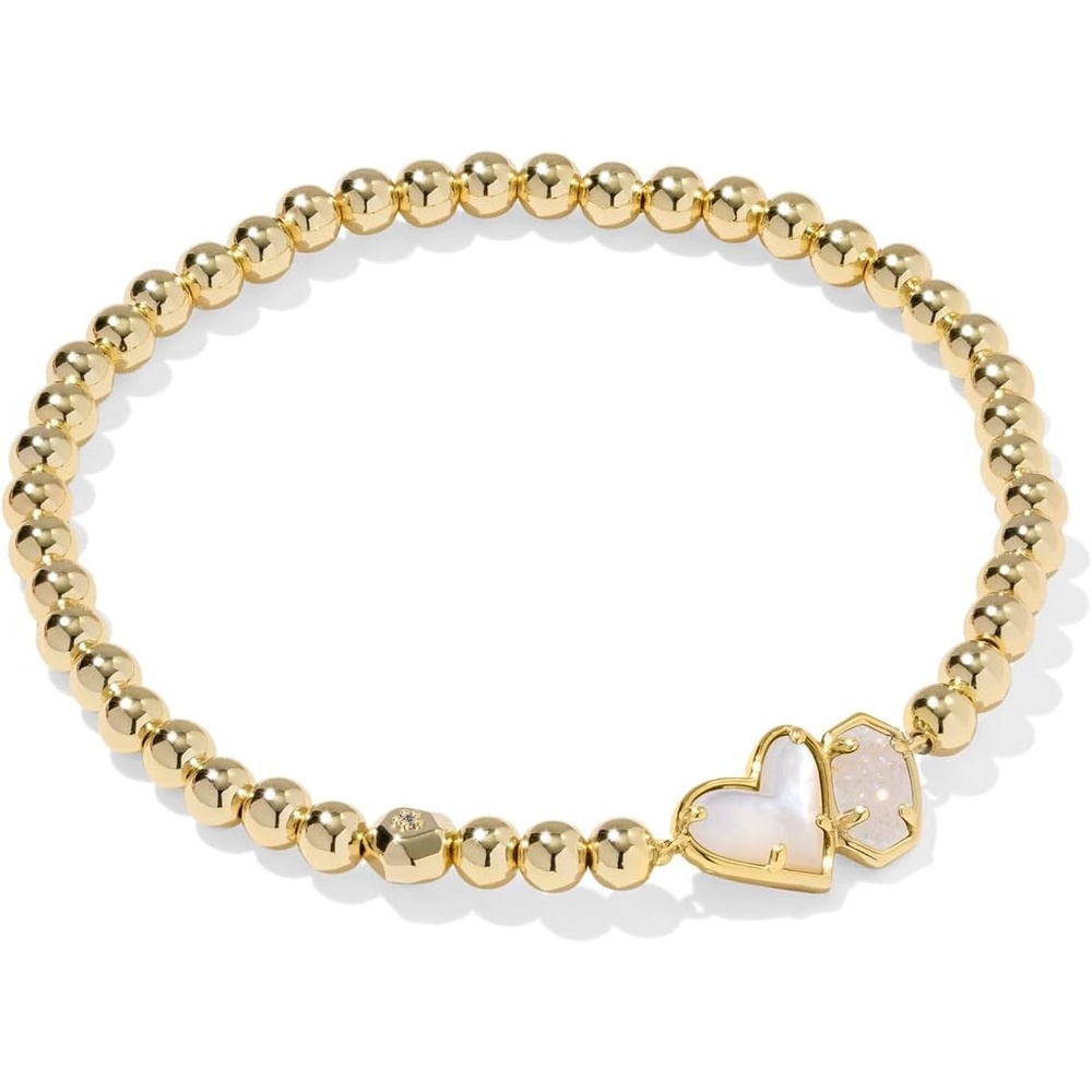 image:imageKendra Scott Ari Heart Emilie Stretch Bracelet Fashion Jewelry for WomenGOLD  IVORY MOPIRIDESCENT DRUSY
