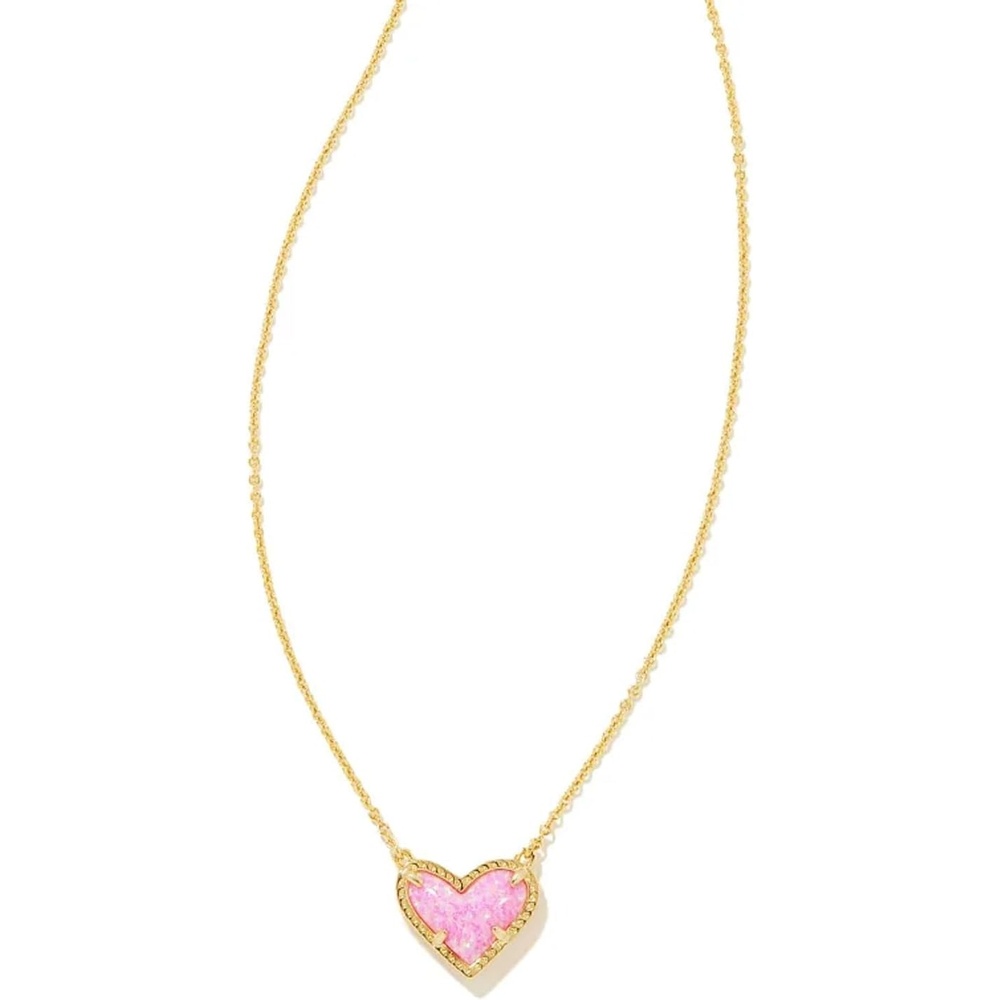 image:imageKendra Scott Ari Heart Short Pendant Necklace in 14k GoldPlated Brass Bubblegum Pink Opal Fashion Jewelry for Women