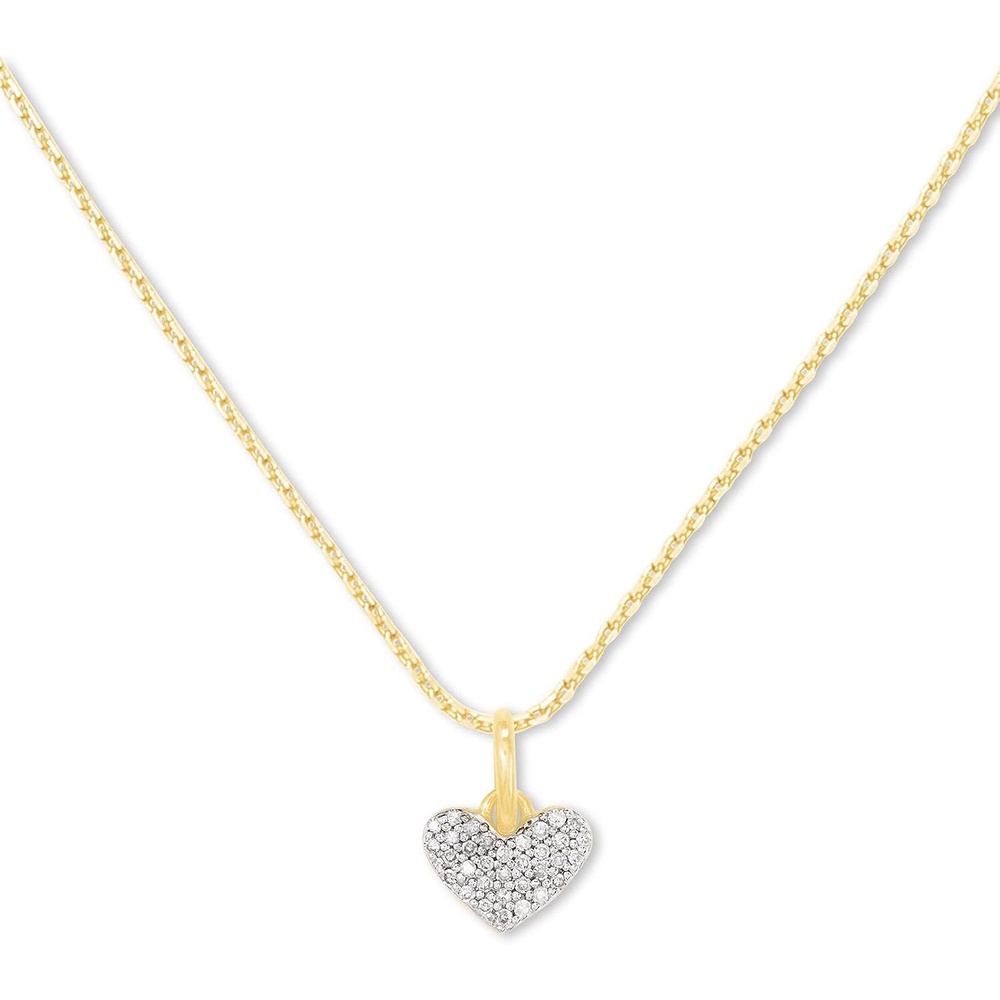 image:imageKendra Scott Ari Pave Heart 18k Gold Vermeil Charm Necklace in White Diamond Fine Jewelry for Women