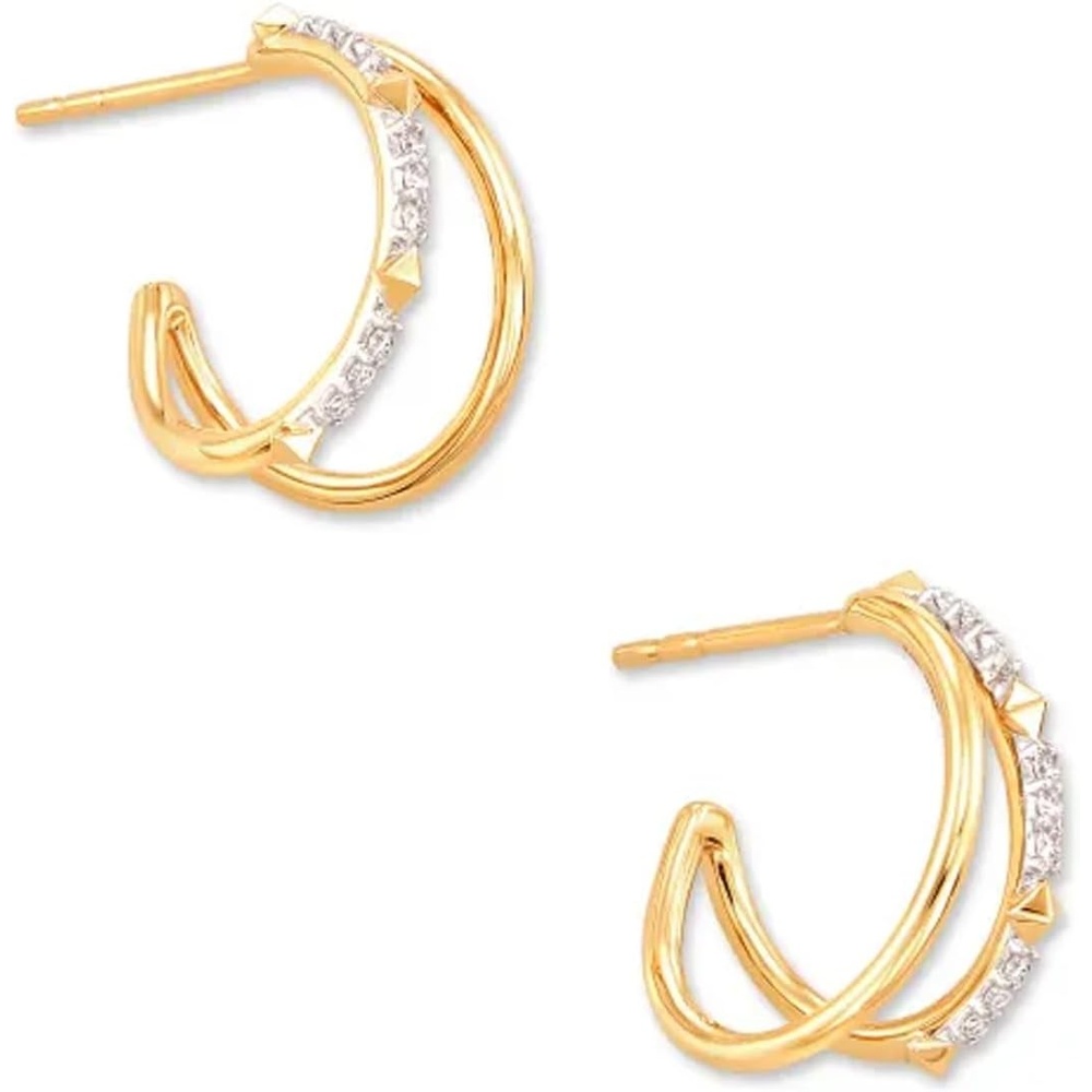 image:imageKendra Scott Astrid Split Hoop Earring 14k Yellow Gold White Diamond