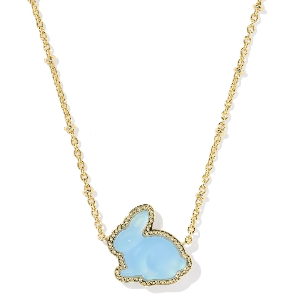 image:imageKendra Scott Bunny Short Pendant Necklace Fashion Jewelry for WomenGOLDMATTE LIGHT BLUE DICHROIC GLASS