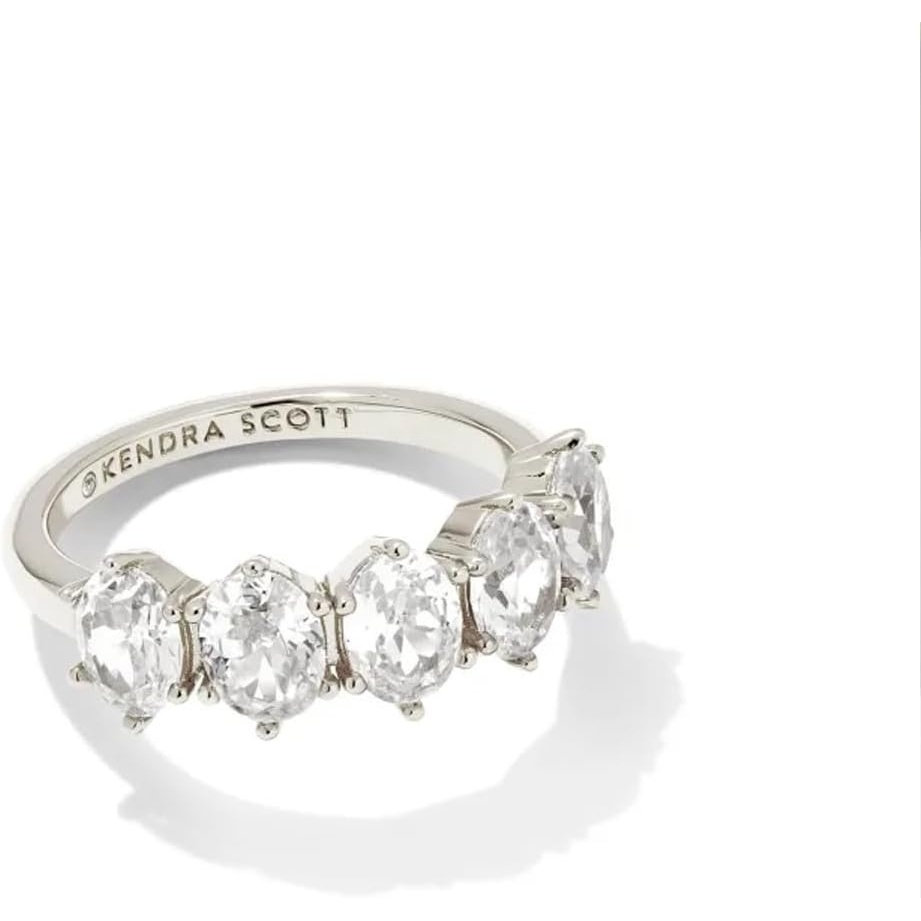 image:imageKendra Scott Cailin 14k Crystal Band Ring Fashion Jewelry For WomenRHODIUM METAL WHITE CUBIC ZIRCONIA