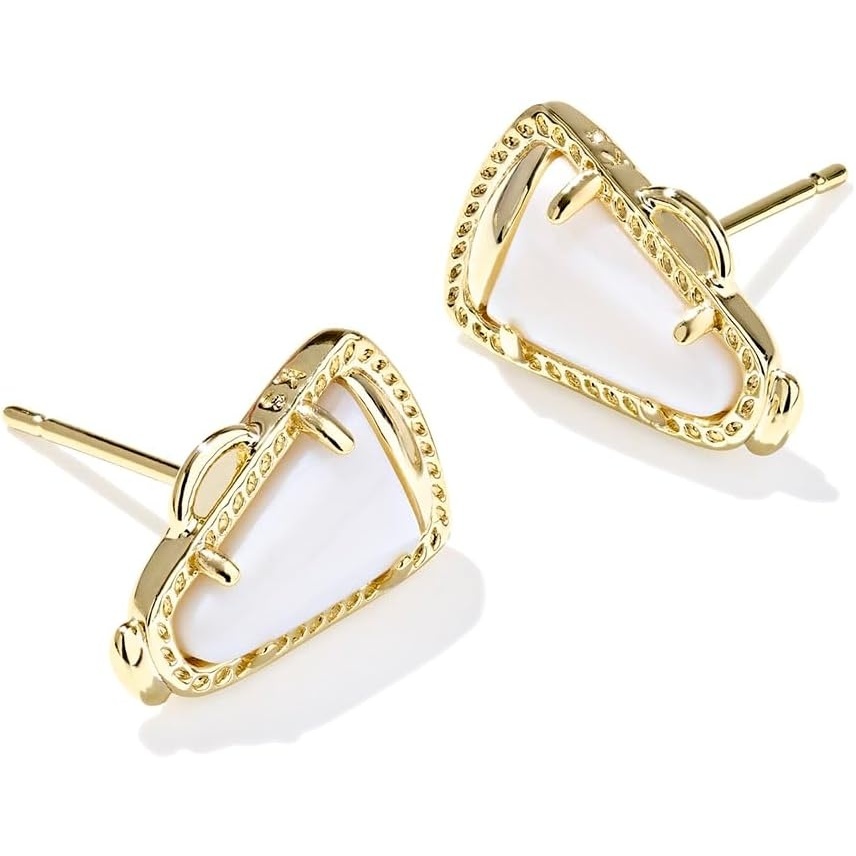 image:imageKendra Scott Cheer Stud Earrings 14K GoldPlated Brass Fashion Jewelry for Women White Mother Of Pearl