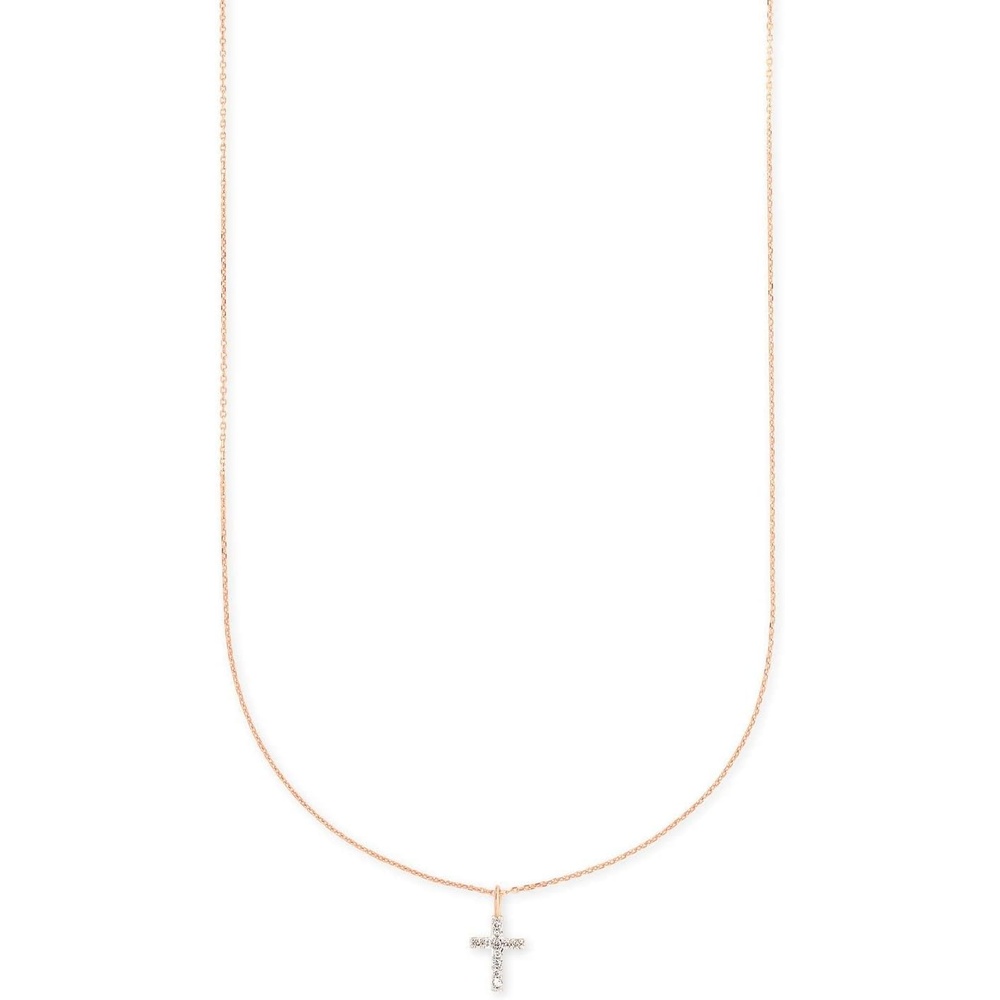 image:imageKendra Scott Cross Necklace in 14k Rose Gold Fine Jewelry for Women White Diamond
