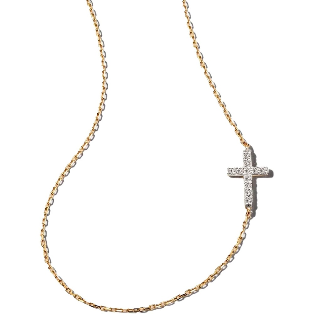 image:imageKendra Scott Cross Strand Necklace 18k Yellow Gold White Diamond