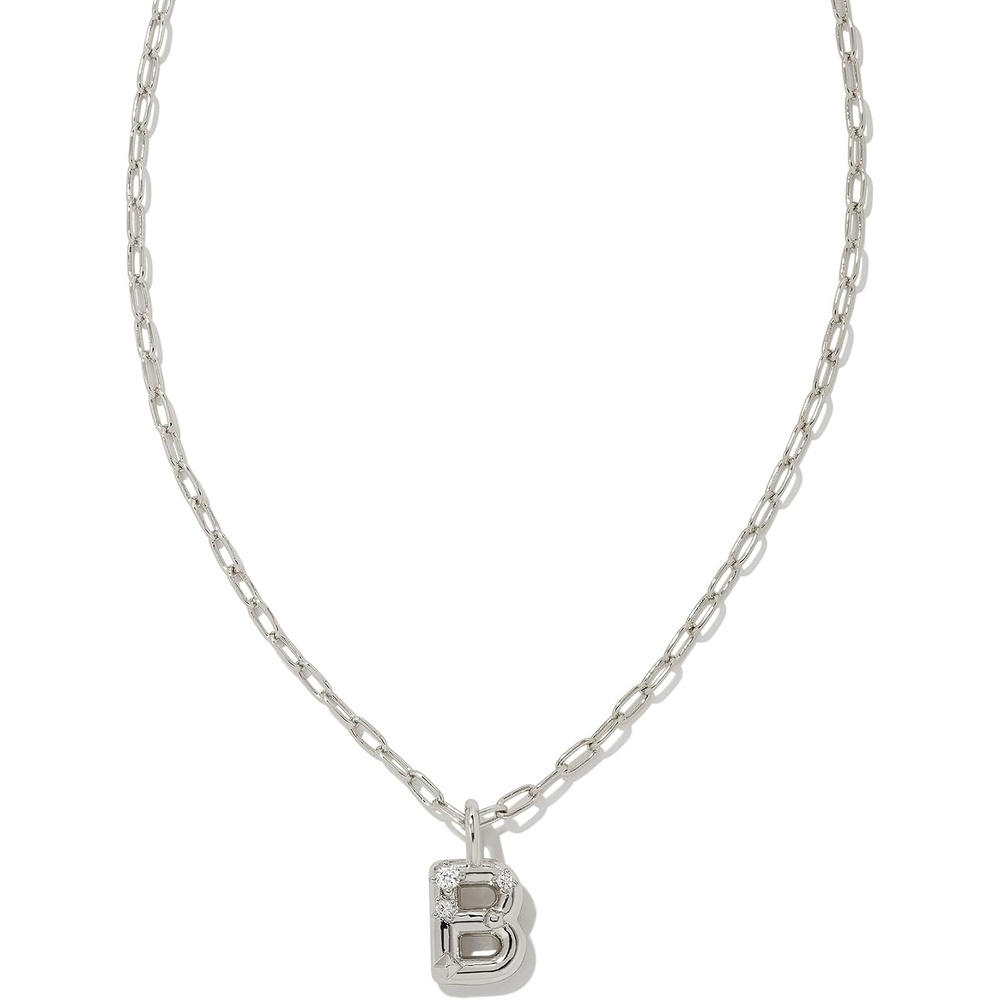 image:imageKendra Scott Crystal Letter Short Pendant Necklace Fashion Jewelry for WomenLetter B RHODIUMPLATED