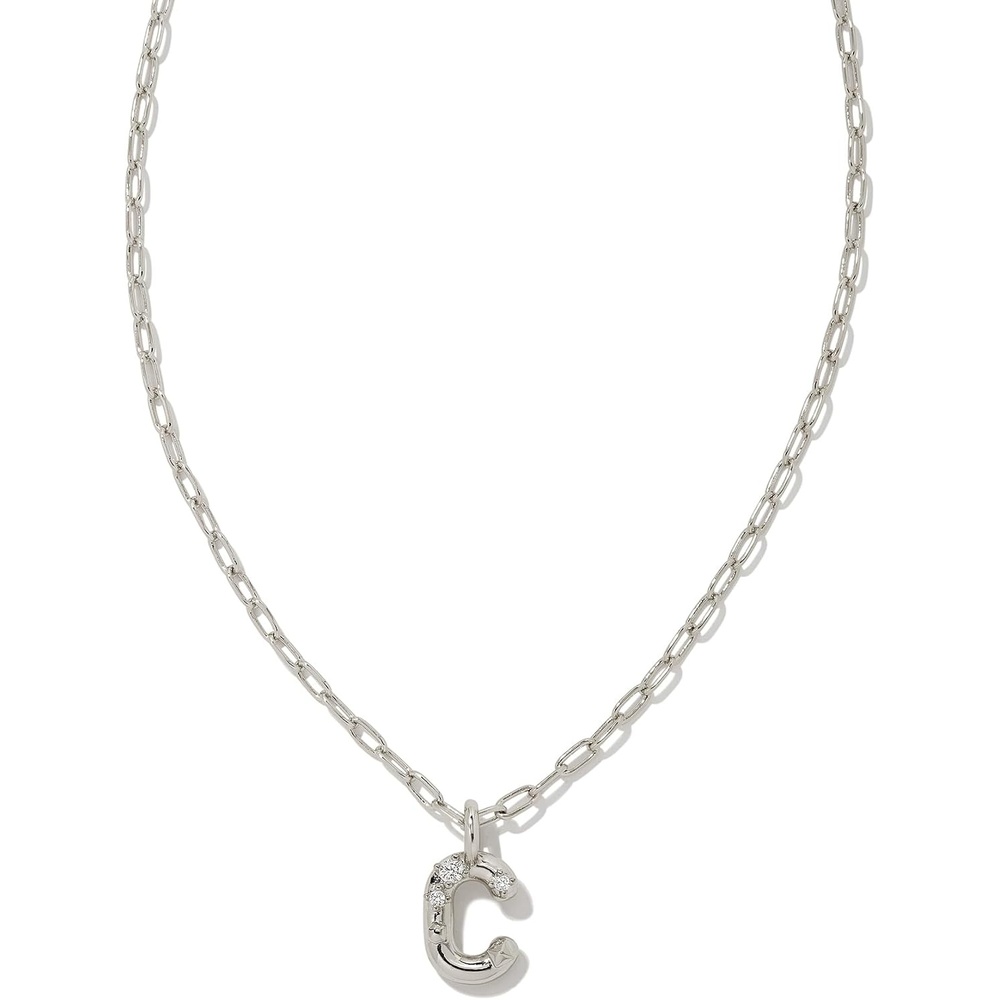 image:imageKendra Scott Crystal Letter Short Pendant Necklace Fashion Jewelry for WomenLetter C RHODIUMPLATED