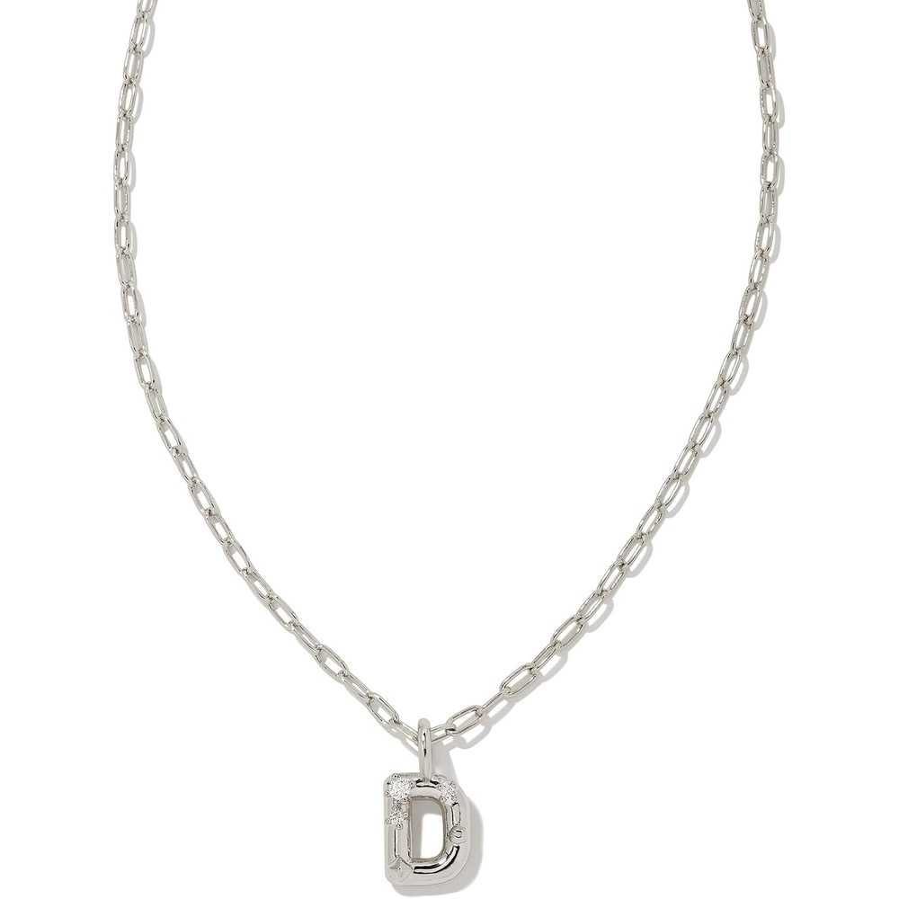 image:imageKendra Scott Crystal Letter Short Pendant Necklace Fashion Jewelry for WomenLetter D RHODIUMPLATED