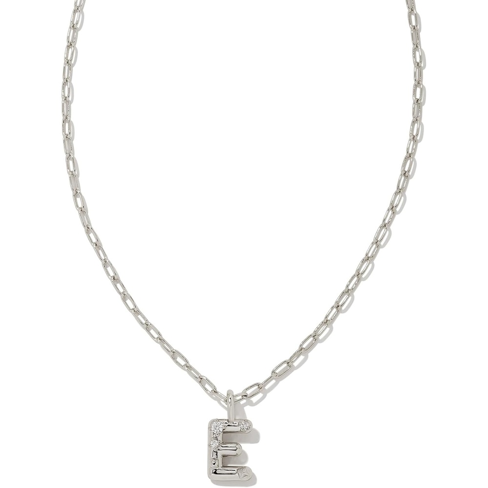image:imageKendra Scott Crystal Letter Short Pendant Necklace Fashion Jewelry for WomenLetter E RHODIUMPLATED