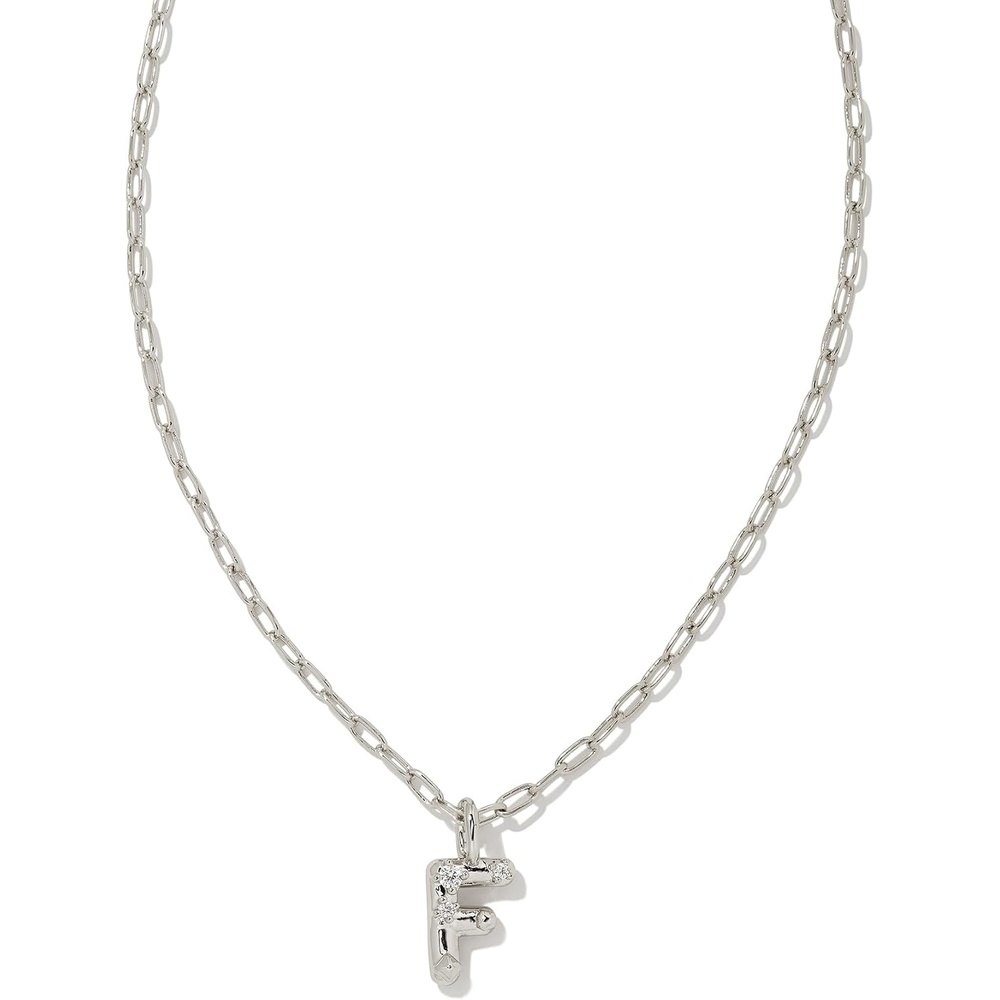image:imageKendra Scott Crystal Letter Short Pendant Necklace Fashion Jewelry for WomenLetter F RHODIUMPLATED