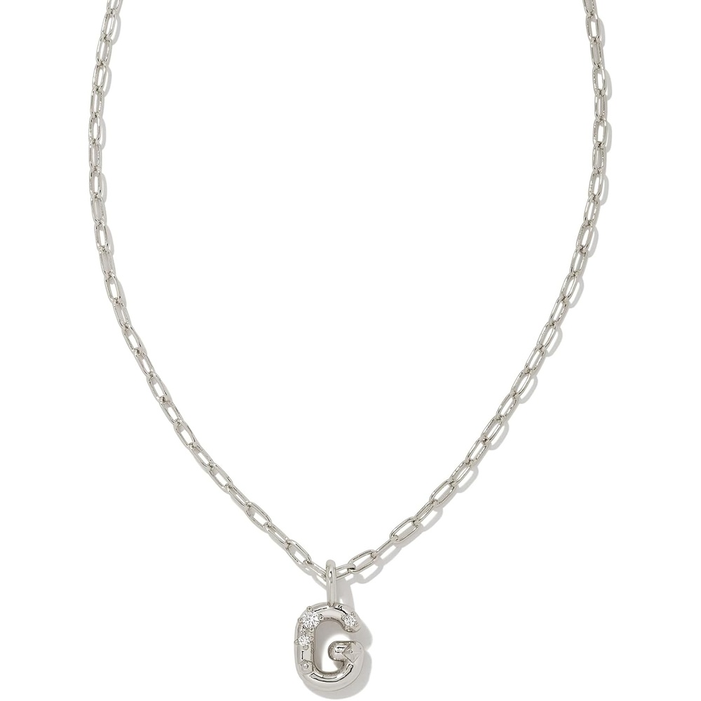 image:imageKendra Scott Crystal Letter Short Pendant Necklace Fashion Jewelry for WomenLetter G RHODIUMPLATED