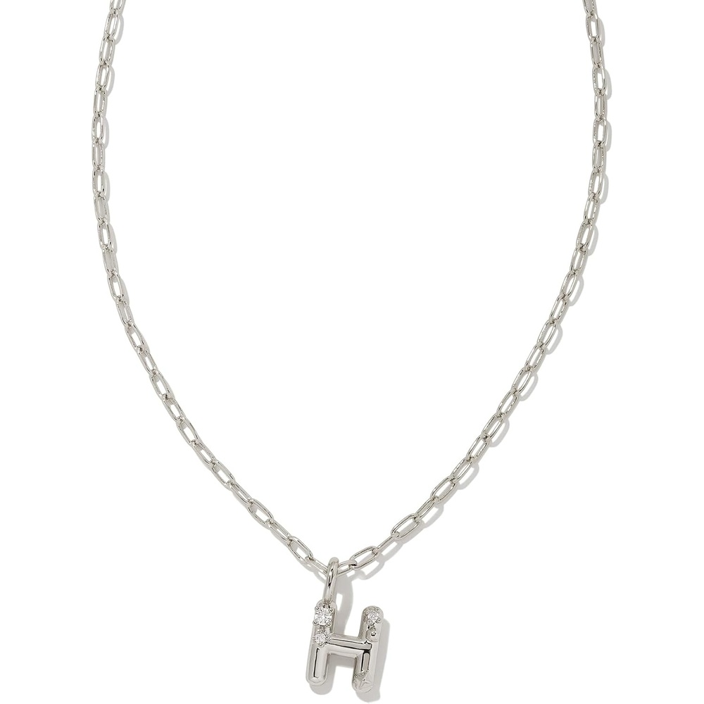 image:imageKendra Scott Crystal Letter Short Pendant Necklace Fashion Jewelry for WomenLetter H RHODIUMPLATED