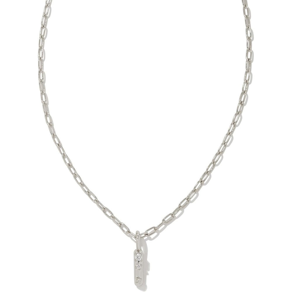 image:imageKendra Scott Crystal Letter Short Pendant Necklace Fashion Jewelry for WomenLetter I RHODIUMPLATED