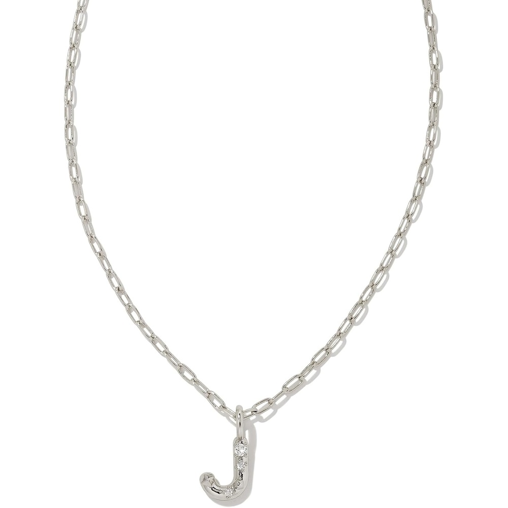 image:imageKendra Scott Crystal Letter Short Pendant Necklace Fashion Jewelry for WomenLetter J RHODIUMPLATED