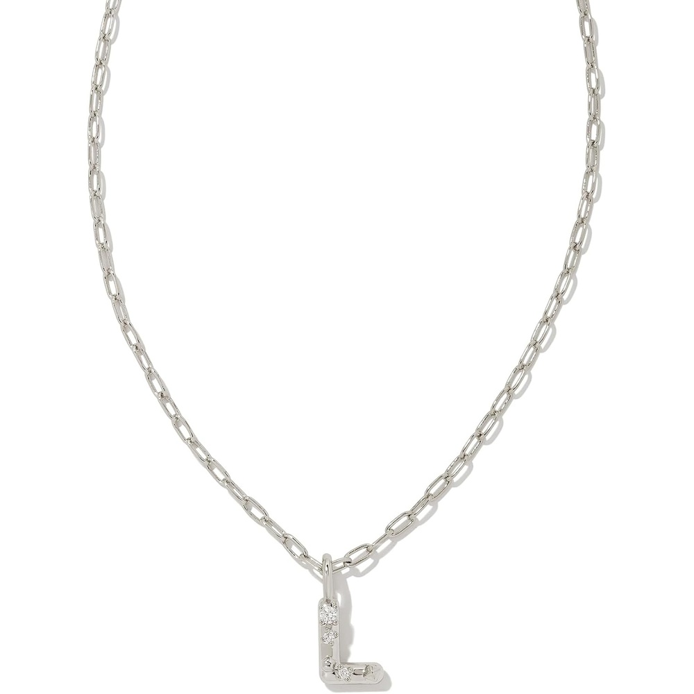 image:imageKendra Scott Crystal Letter Short Pendant Necklace Fashion Jewelry for WomenLetter L RHODIUMPLATED