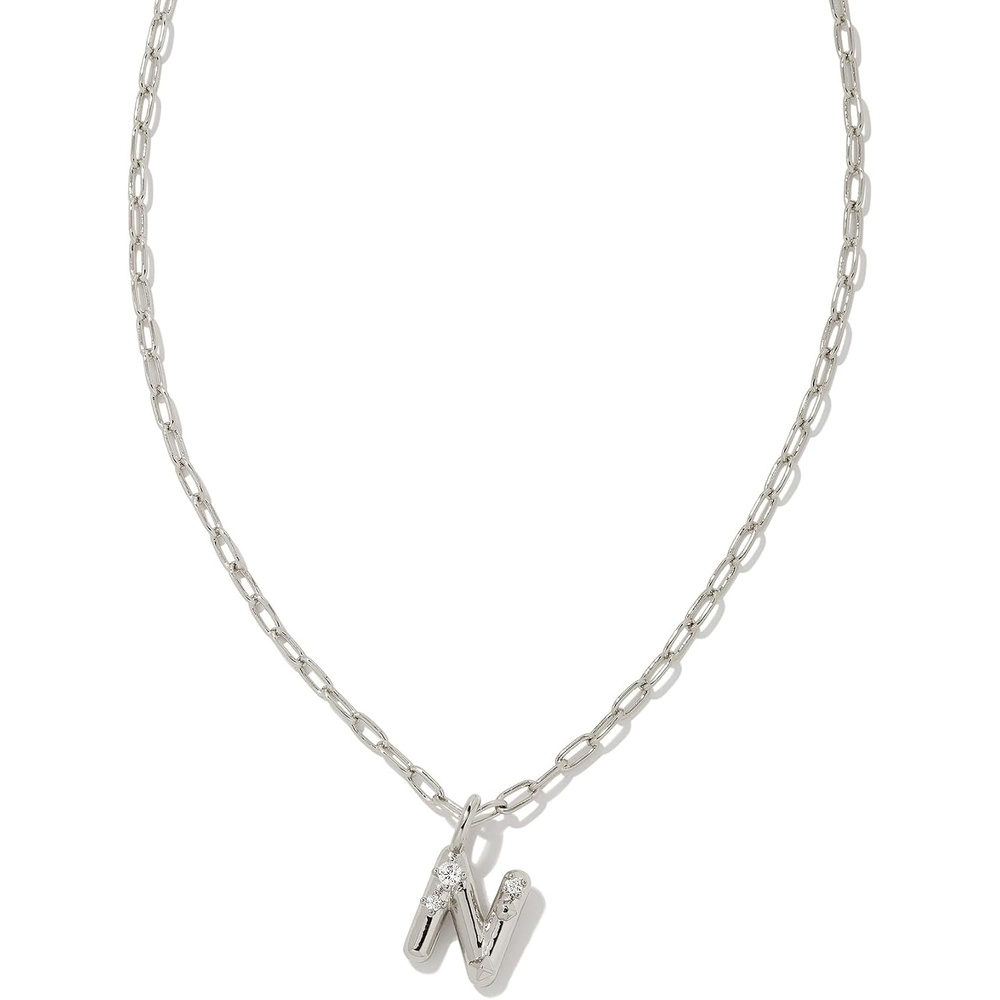 image:imageKendra Scott Crystal Letter Short Pendant Necklace Fashion Jewelry for WomenLetter N RHODIUMPLATED