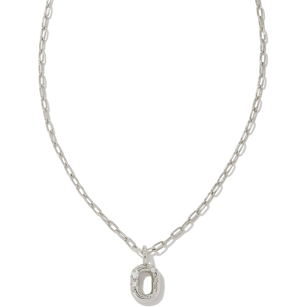 image:imageKendra Scott Crystal Letter Short Pendant Necklace Fashion Jewelry for WomenLetter O RHODIUMPLATED
