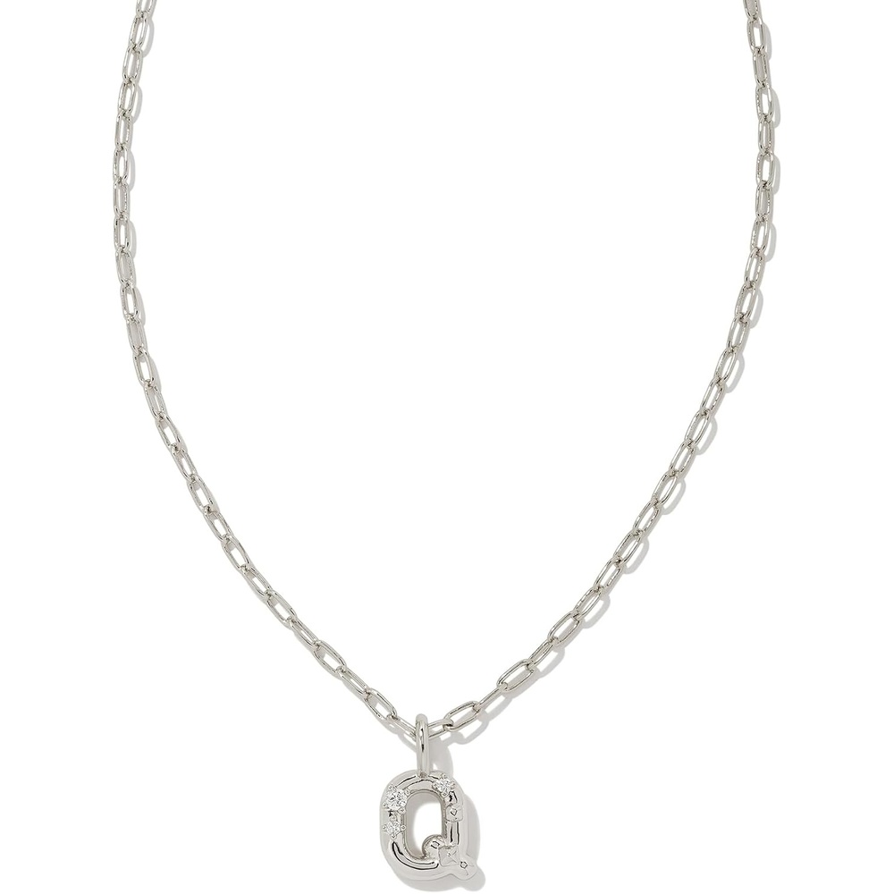 image:imageKendra Scott Crystal Letter Short Pendant Necklace Fashion Jewelry for WomenLetter Q RHODIUMPLATED