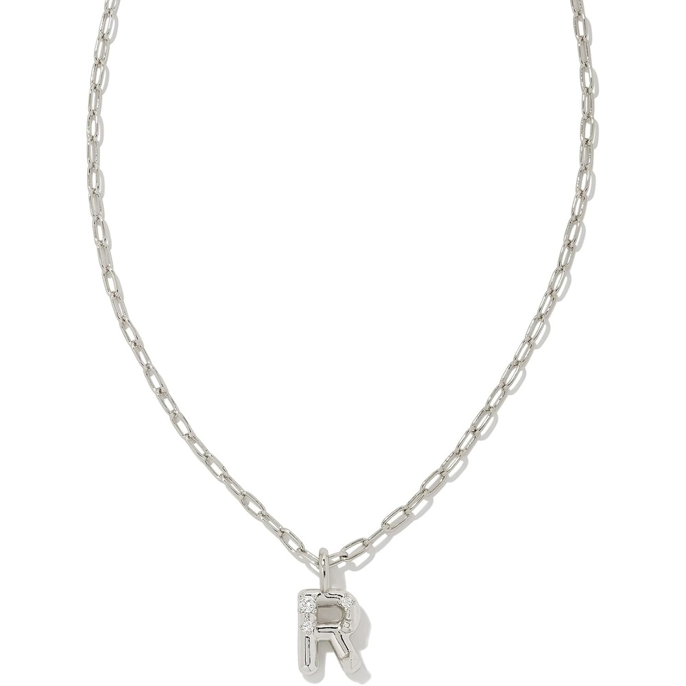 image:imageKendra Scott Crystal Letter Short Pendant Necklace Fashion Jewelry for WomenLetter R RHODIUMPLATED