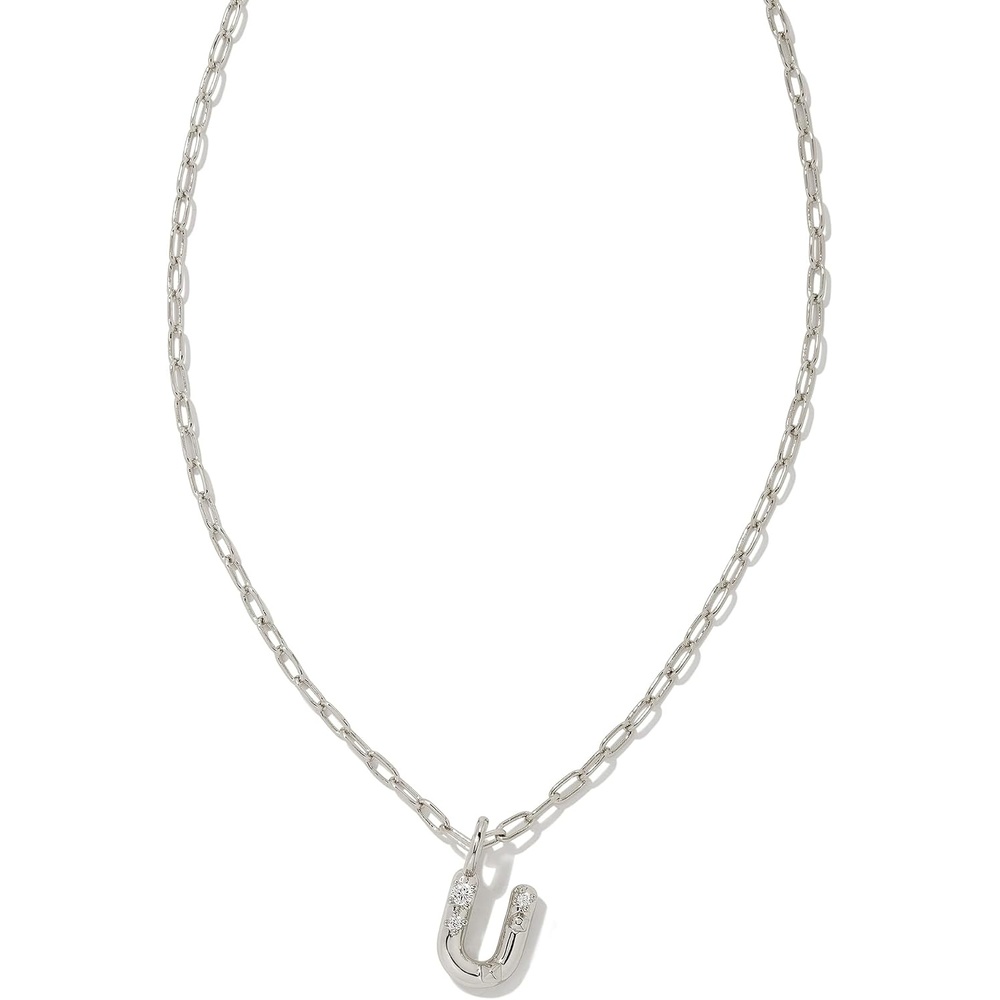 image:imageKendra Scott Crystal Letter Short Pendant Necklace Fashion Jewelry for WomenLetter U RHODIUMPLATED