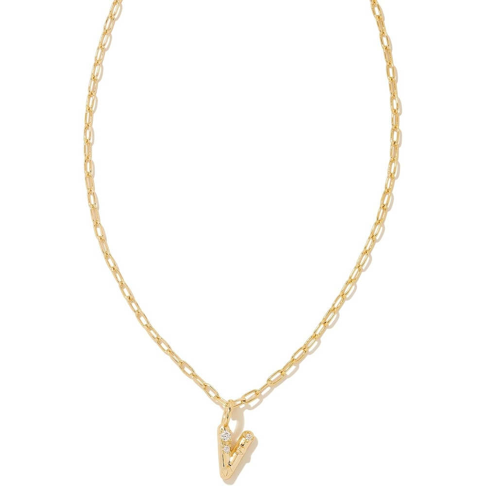 image:imageKendra Scott Crystal Letter Short Pendant Necklace Fashion Jewelry for WomenLetter V GOLDPLATED