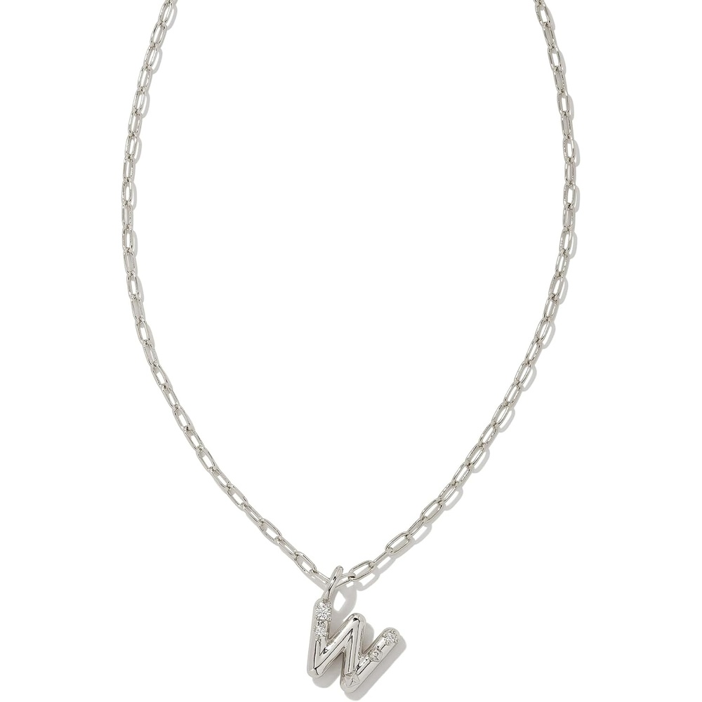 image:imageKendra Scott Crystal Letter Short Pendant Necklace Fashion Jewelry for WomenLetter W RHODIUMPLATED