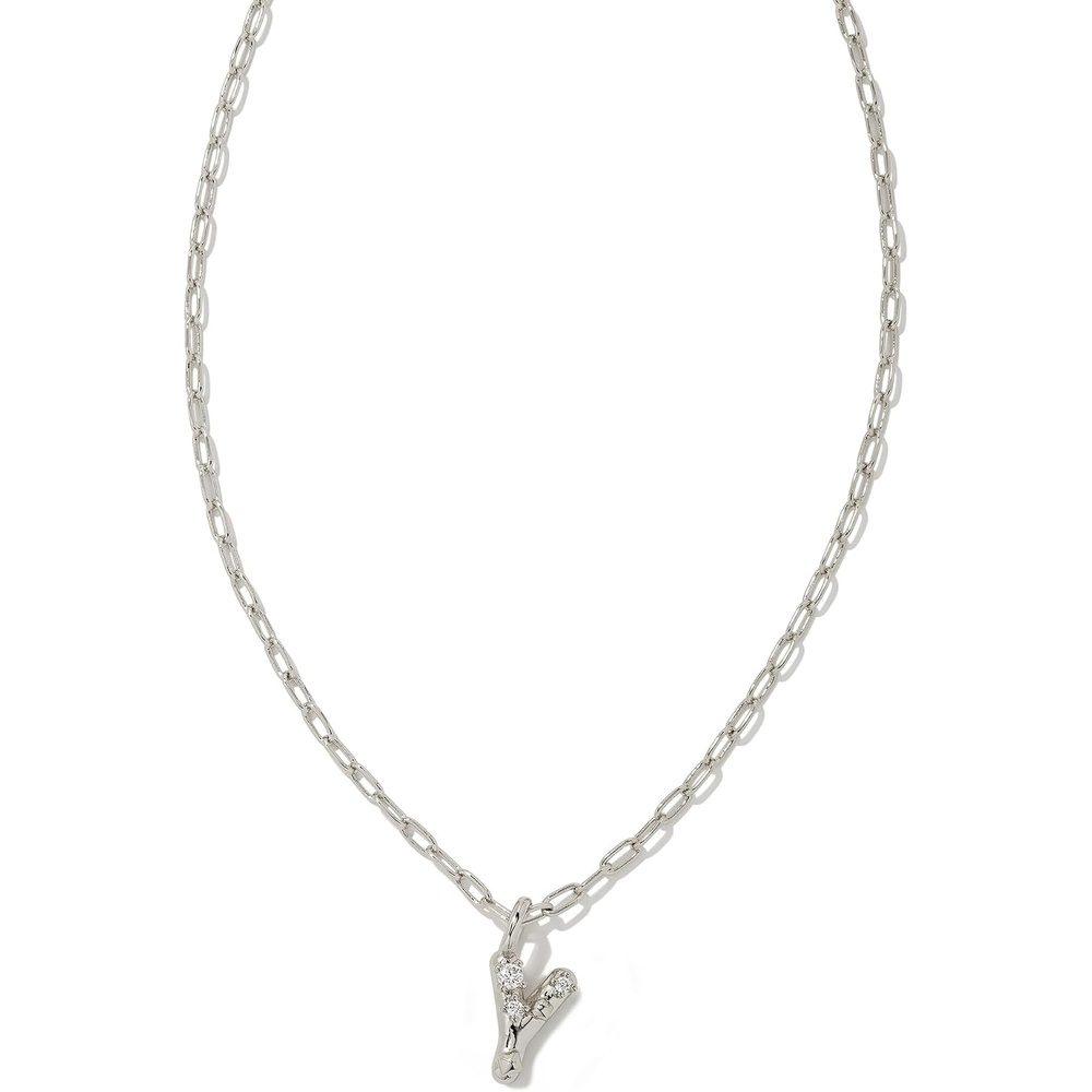 image:imageKendra Scott Crystal Letter Short Pendant Necklace Fashion Jewelry for WomenLetter Y RHODIUMPLATED