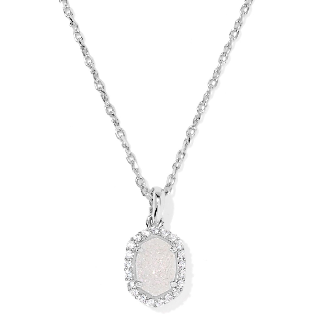 image:imageKendra Scott Daphne Crystal Frame Short Pendant Necklace Fashion Jewelry for WomenRHODIUM IRIDESCENT DRUSY