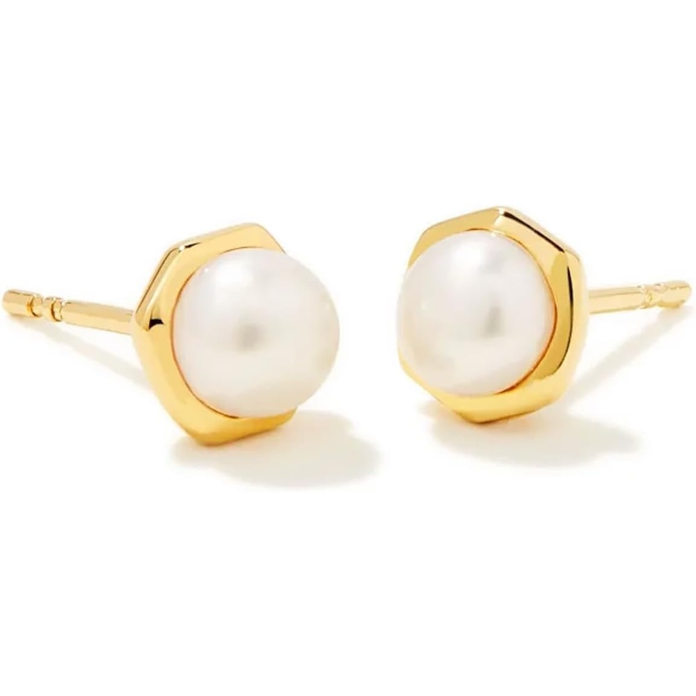 image:imageKendra Scott Davie Pearl Stud Earring 18k Gold Vermeil DemiFine Jewelry for Women White Pearl