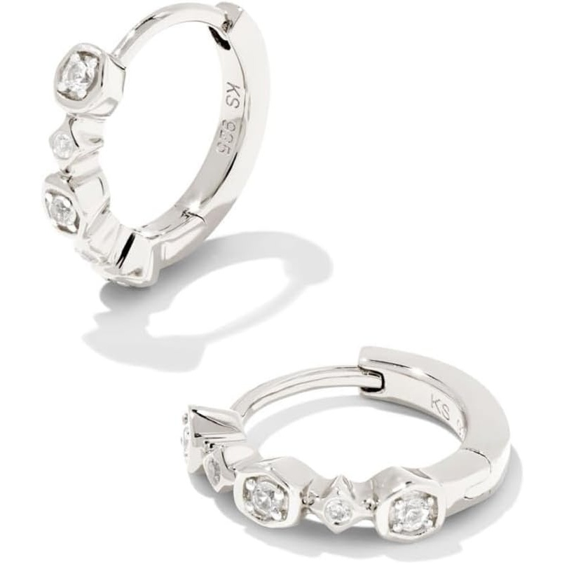 image:imageKendra Scott Davie Trio Huggie EarringsWHITE SAPPHIRE