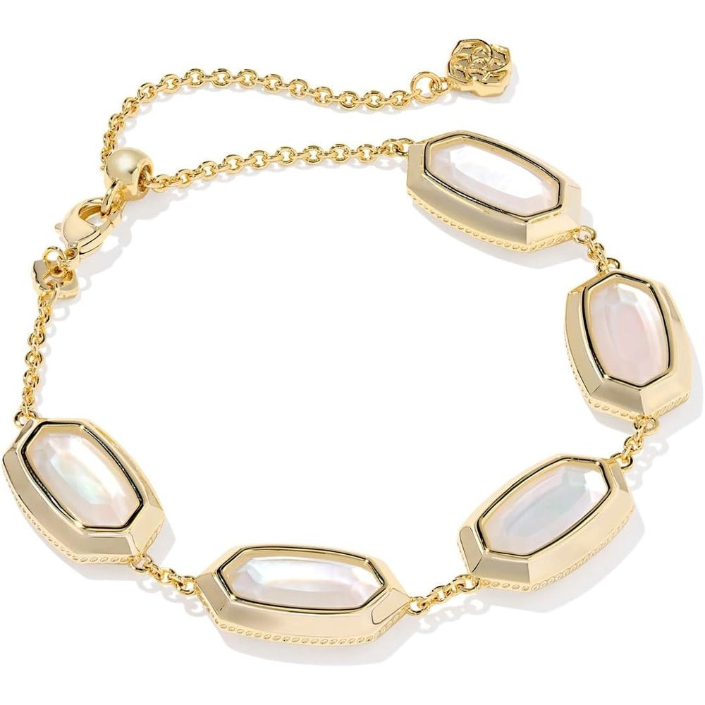 image:imageKendra Scott Elaina Bezel Delicate Chain Bracelet Fashion Jewelry for WomenGOLD IVORY MOTHER OF PEARL