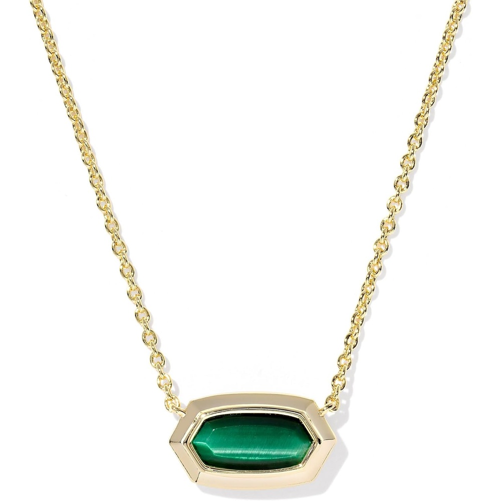 image:imageKendra Scott Elisa Bezel Short Pendant Necklace Fashion Jewelry for WomenGOLD  GREEN TIGERS EYE