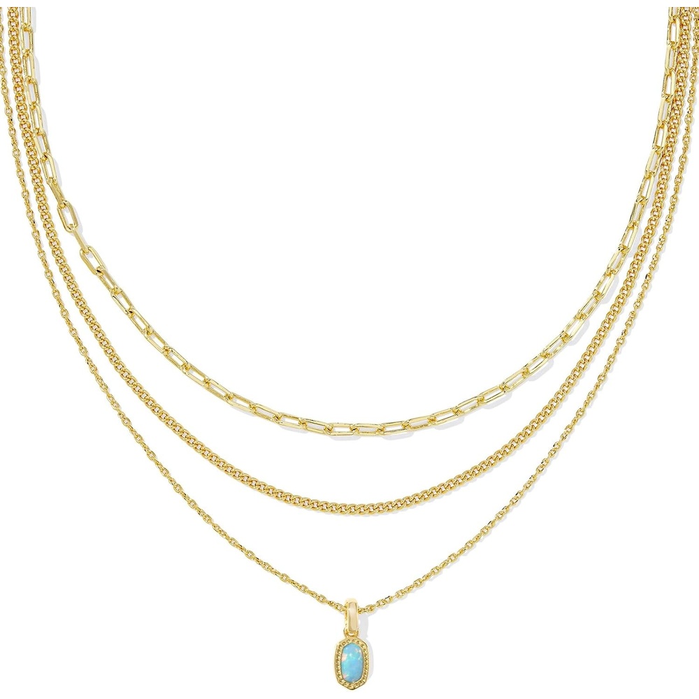 image:imageKendra Scott Elisa Triple Strand Necklace Fashion Jewelry for WomenLIGHT TEAL KYOCERA OPAL
