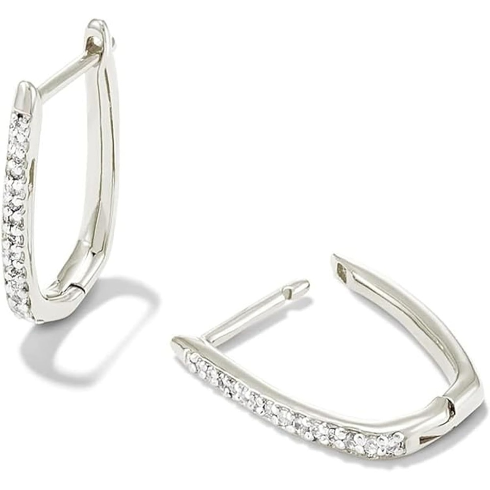 image:imageKendra Scott Ellen Luxe Sterling Silver Huggie Earrings in White Sapphire DemiFine Jewelry for Women
