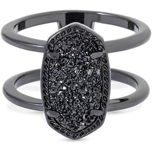 image:imageKendra Scott Elyse Ring for Women Fashion JewelryGUNMETAL  BLACK DRUSY