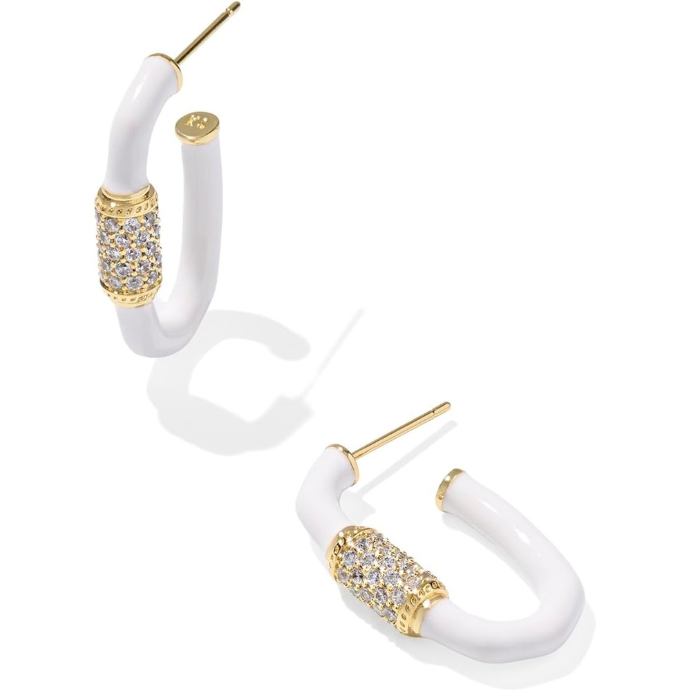 image:imageKendra Scott Emery Enamel Hoop Earrings Fashion Jewelry for WomenGOLD WHITE MIX