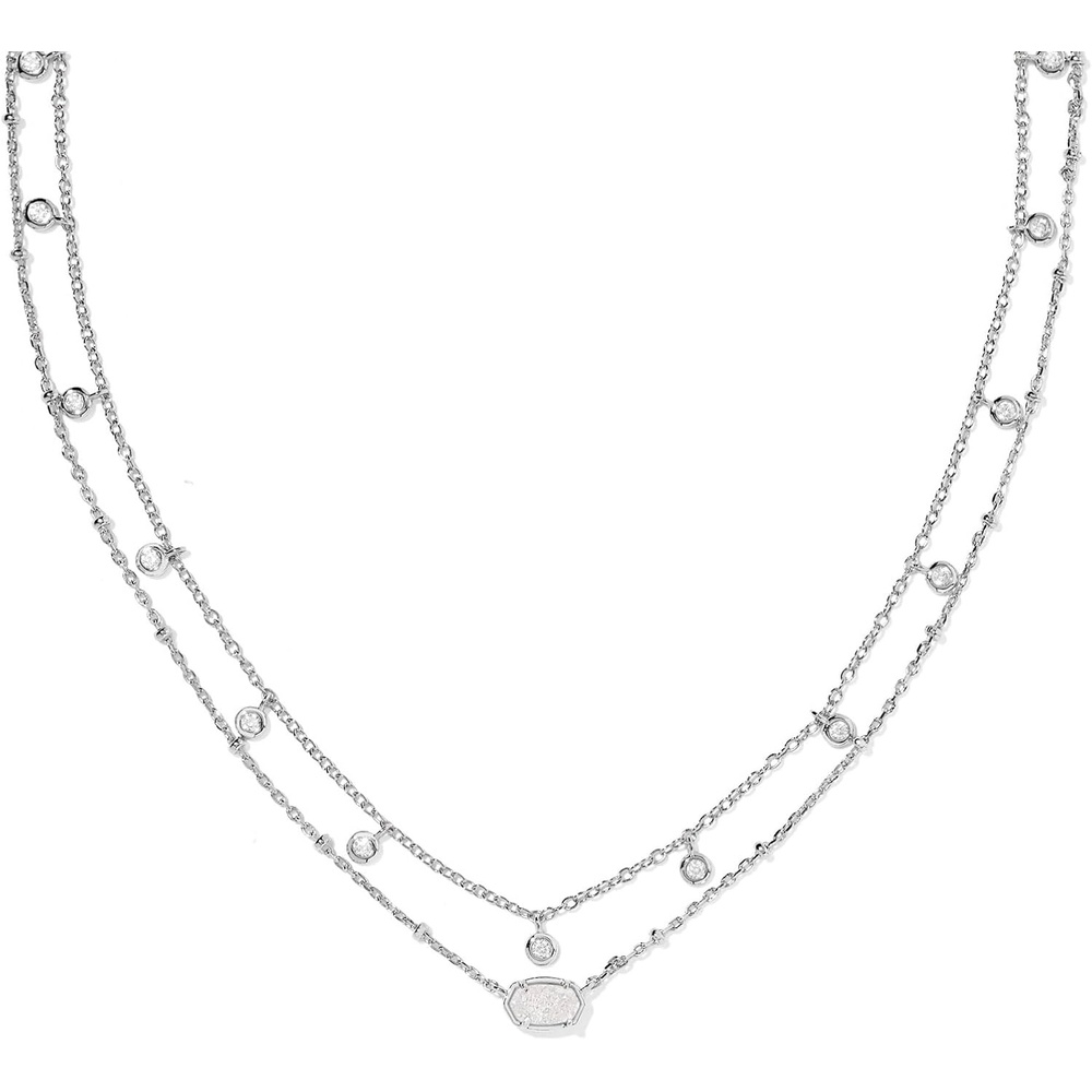 image:imageKendra Scott Emilie Crystal Multi Strand Necklace Fashion Jewelry for WomenRHODIUM  IRIDESCENT DRUSY