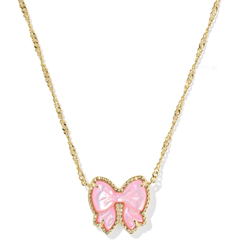 image:imageKendra Scott Haley Bow Short Pendant Necklace Fashion Jewelry for WomenGOLD BLUSH IVORY MOTHER OF PEARL