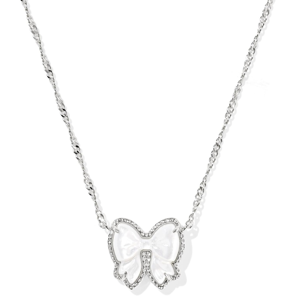 image:imageKendra Scott Haley Bow Short Pendant Necklace Fashion Jewelry for WomenRHODIUM  IVORY MOTHER OF PEARL