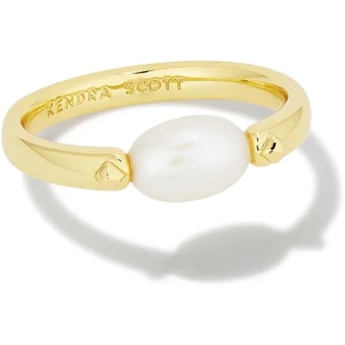 image:imageKendra Scott Leighton 14k GoldPlated Brass Pearl Band Ring in White Pearl Fashion Jewelry for Women Size 6