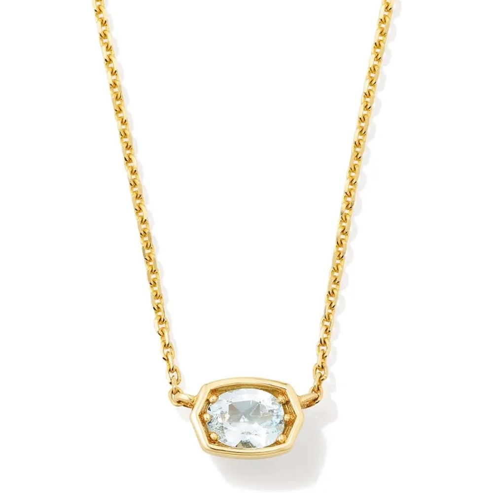 image:imageKendra Scott Marisa 18k Yellow Gold Oval Solitaire Pendant NecklaceAQUAMARINE