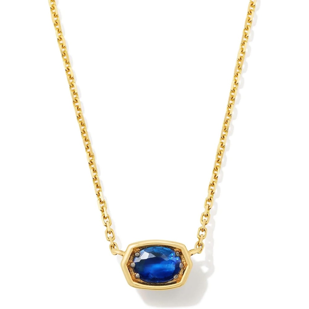 image:imageKendra Scott Marisa 18k Yellow Gold Oval Solitaire Pendant NecklaceBLUE SAPPHIRE