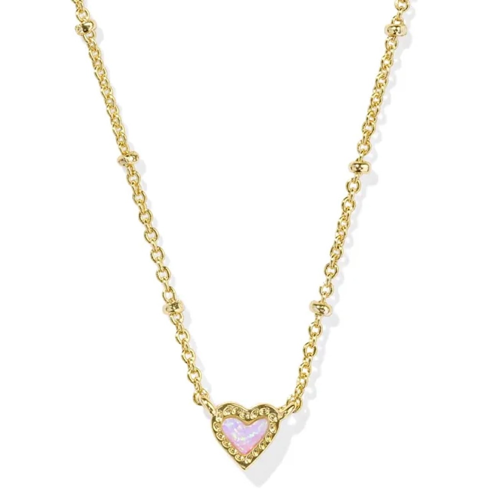 image:imageKendra Scott Mini Ari Heart Satellite Necklace Fashion Jewelry for WomenGOLD BUBBLEGUM PINK OPAL