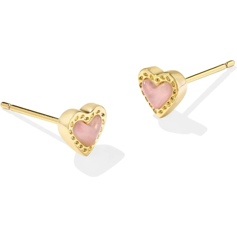 image:imageKendra Scott Mini Ari Heart Stud Earring Fashion Jewelry for WomenGOLD ROSE QUARTZ
