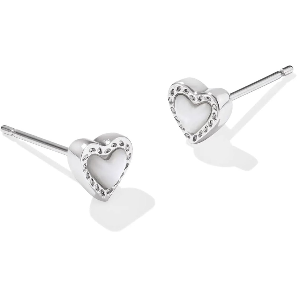 image:imageKendra Scott Mini Ari Heart Stud Earring Fashion Jewelry for WomenRHODIUM IVORY MOTHER OF PEARL