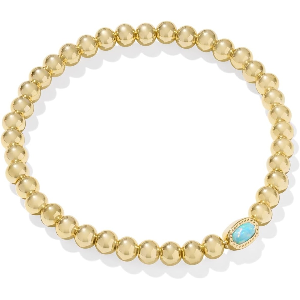 image:imageKendra Scott Mini Elaina Stretch BraceletGOLD LIGHT TEAL KYOCERA OPAL