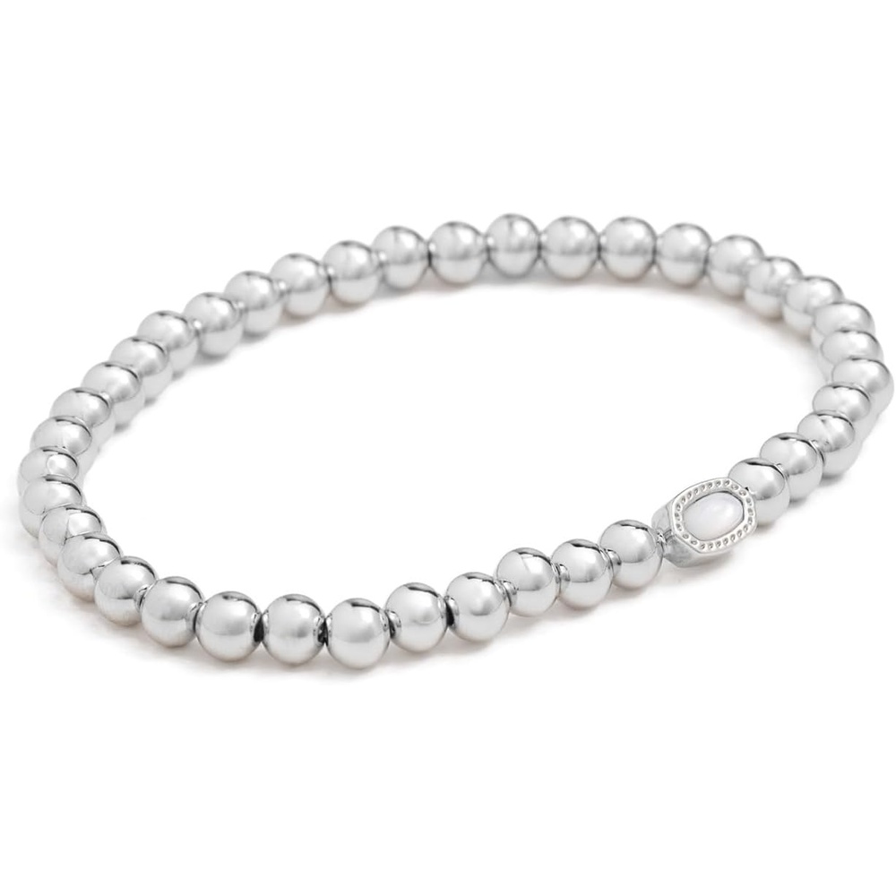 image:imageKendra Scott Mini Elaina Stretch BraceletRhodium Ivory Mother Of Pearl