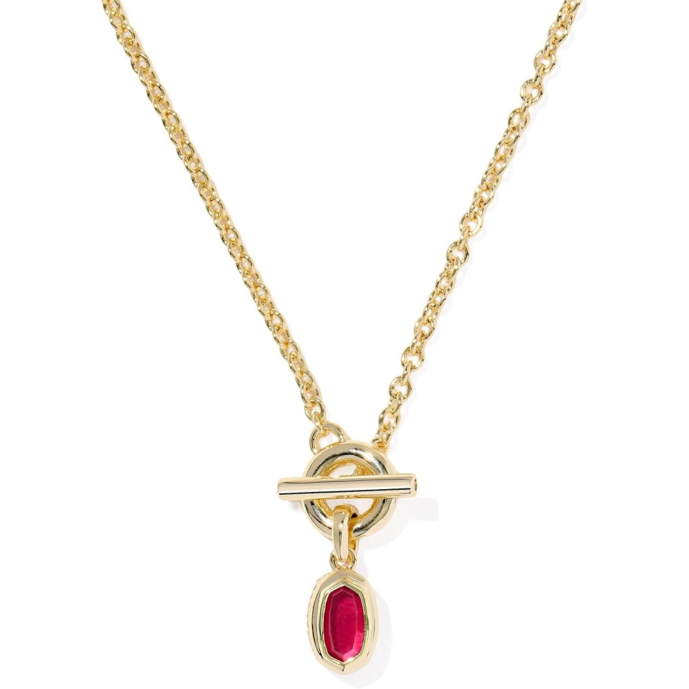 image:imageKendra Scott Mini Elisa Toggle Short Pendant Necklace Fashion Jewelry for WomenGOLD CARMINE RED ILLUSION