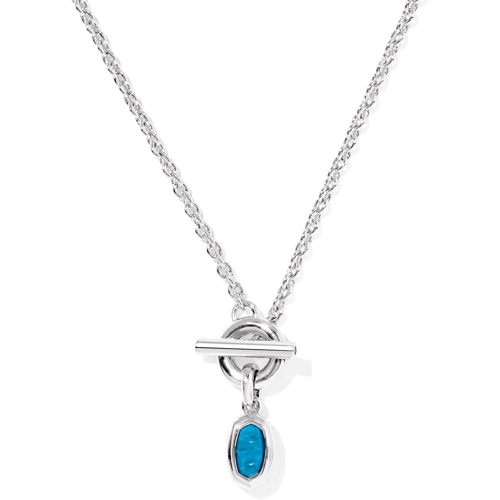 image:imageKendra Scott Mini Elisa Toggle Short Pendant Necklace Fashion Jewelry for WomenRHODIUM VARIEGATED INDIGO MAGNESITE