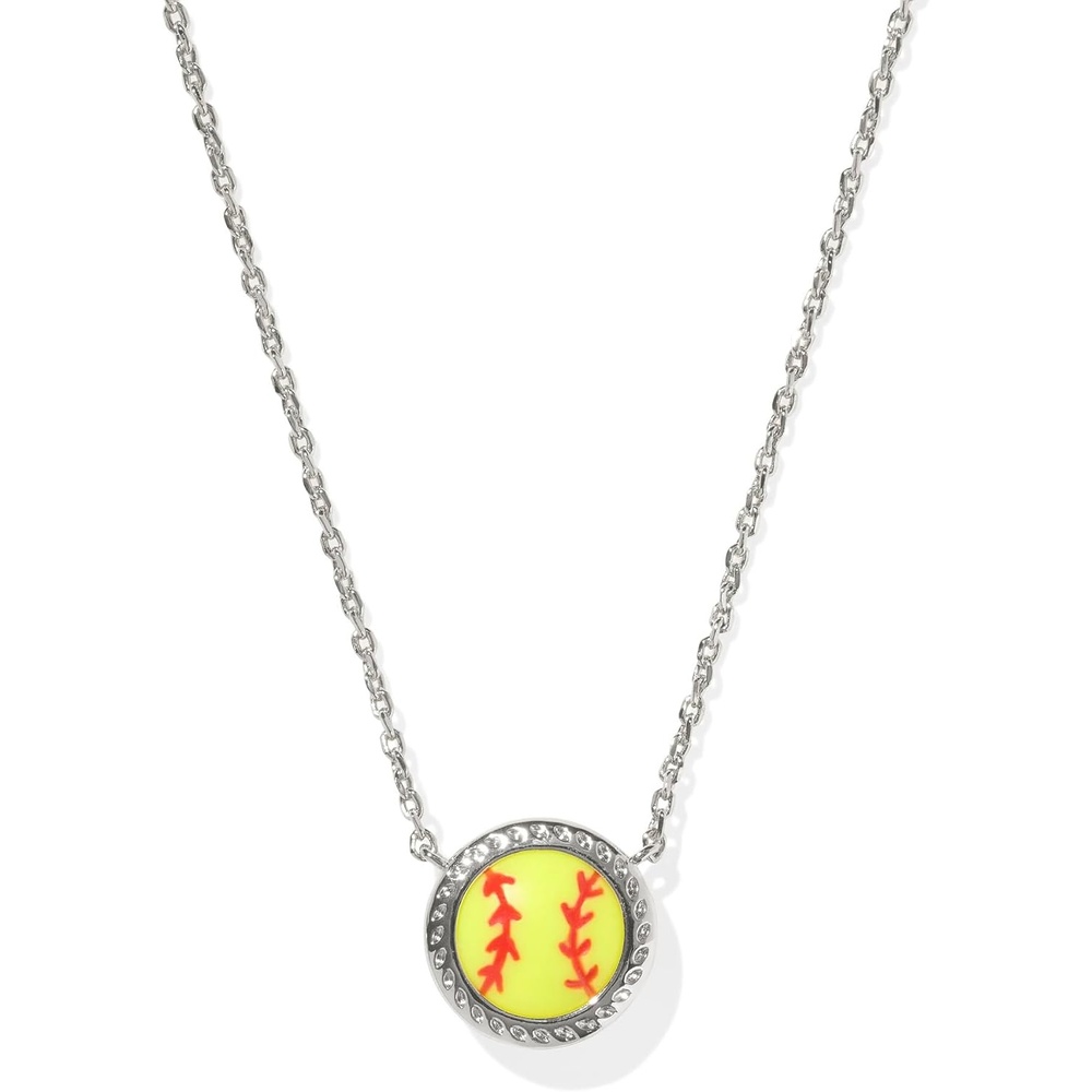 image:imageKendra Scott Softball Pendant Necklace  Chartreuse Magnesite for WomenSILVERPLATED